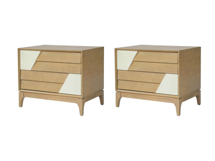Japandi 2 Drawer Nightstand With Geometric Design