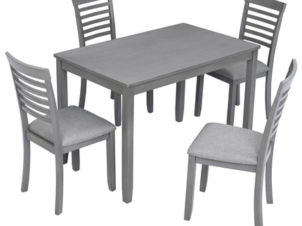 5 Pieces Modern Dining Set, Rectangular Wooden Dining Table With 4 Upholstered Chairs