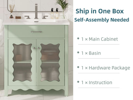 Modern Bathroom Vanity With Tempered Glass Doors