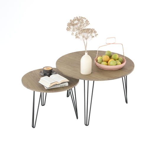 Round Nesting Coffee Table For Living Room (Set of 2)