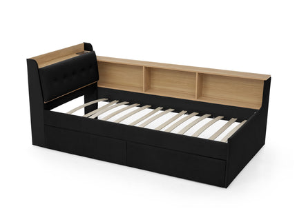 Upholstered Daybed With Storage Headboard, Wireless Charging, LED Lights