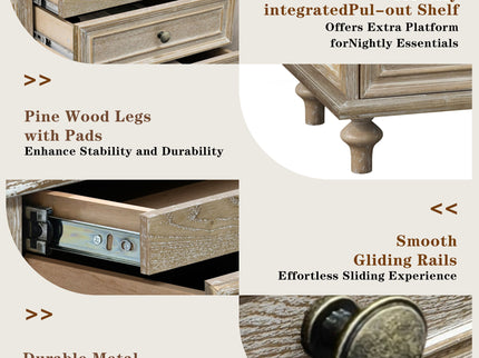 Farmhouse Nightstand With 4 Drawers