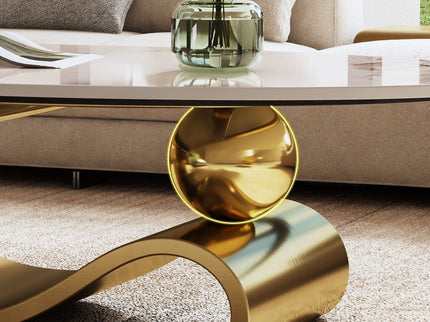 Oval Coffee Table For Living Room - Gold / White