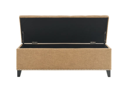 Button-Tufted Storage Ottoman With Safety Close Hinge