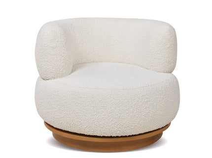 Fuji - 360 Swivel Low Barrel Back Accent Chair - Ivory White