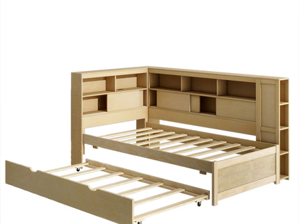 Daybed With Storage Shelves, USB Charging, And Trundle Bed