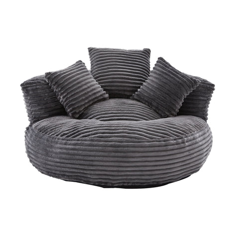 Oversized Bean Bag Chair With 3 Pillows & Armrest - Dark Gray