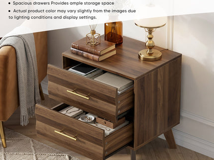 Medieval Double Drawer Bedside Table