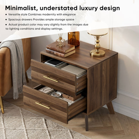 Medieval Double Drawer Bedside Table