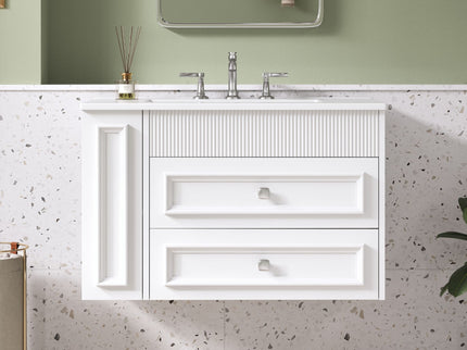 Wall Mounted Bathroom Vanity With 2 Drawers, Sink, Floating Storage Unit
