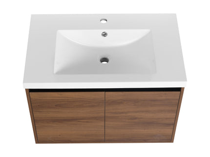 Bathroom Vanity Set With Resin Countertop Sink And 2 Doors, Engineered Wood