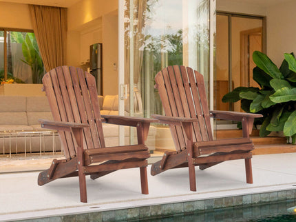 Lounge Patio Chair For Garden Outdoor Wooden Folding Adirondack Chair (Set of 2) Solid Cedar Wood Lounge Patio Chair For Garden