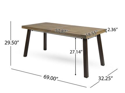 Acacia Wood Dining Table With Slat Design