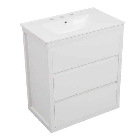 Double Sinks Bathroom Vanity Set With 2 Ceramic Basins