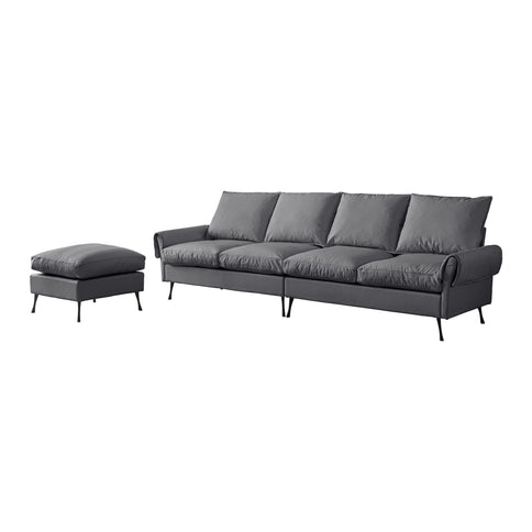 Modern Sectional Technical L-Shaped Sofa Couch With Convertible Ottoman