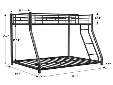 Bunk Bed Frame With Ladder And Guardrail, Heavy Duty Noise Free Design Metal Construction