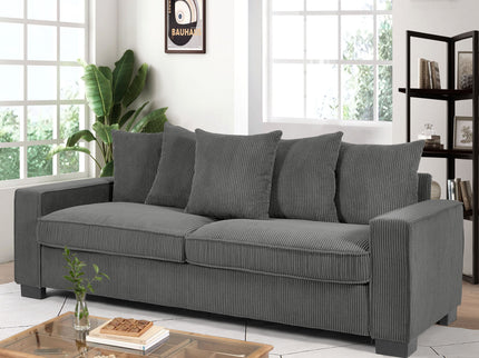 Luxe Sofa With 5 Matching Toss Pillows, Sleek Design, Spacious And Comfortable 3 Seater Couch