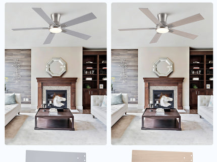 Low Profile Flush Mount Intergrated LED Ceiling Fan With Light And Reversible Quiet Motor