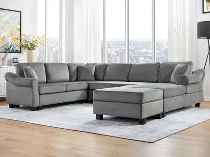 Contemporary U - Shaped Sectional Sofa With Movable Storage Ottoman