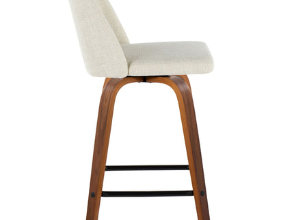 Toriano - Contemporary Fixed Height Counter Stool Swivel With Square Footrest (Set of 2)
