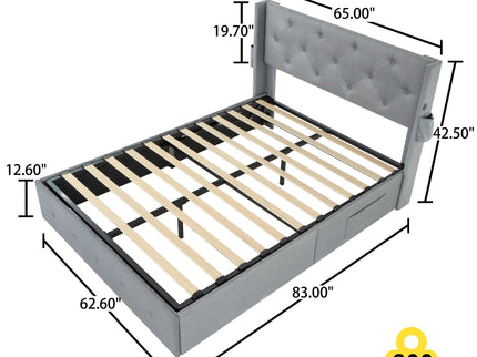 Bed With Gas Lift Storage, USB Ports