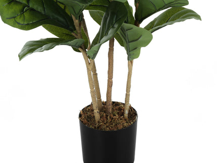 41" Tall, Artificial Plant, Fiddle Tree, Indoor, Faux, Fake, Floor, Greenery, Potted, Real Touch, Decorative - Green / Black