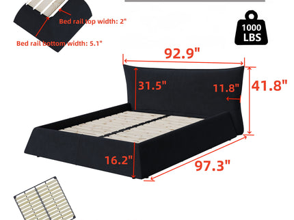 Upholstered Platform Bed With Special Shaped Headboard