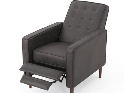 Macedonia - Mid Century Modern Button Tufted Fabric Recliner - Slate