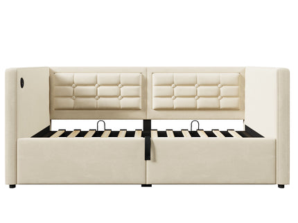 Upholstered Daybed With Hydraulic Storage And USB / Type - C Charging