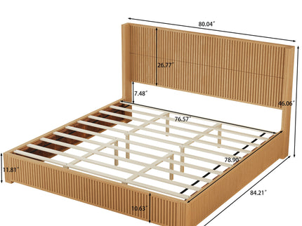 Platform Bed Frame With Headboard, Floor Standing Design