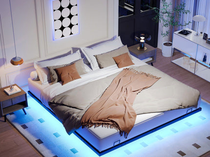 Floating Bed Frames With LED Lights