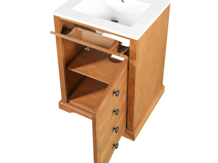 Bathroom Vanity With Integrated Sink, Soft-Closing Door - Natural Wood
