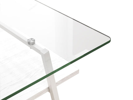Rectangle Coffee Table, Tempered Glass Tabletop With Metal Legs, Modern Table For Living Room