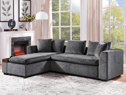 Modern L Shaped Sectional Sofa With Upholstery And Wooden Storage