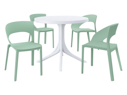 4 Piece Set Of Modern Designed Single Chairs With Round Table