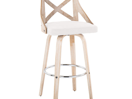 Charlotte - Farmhouse Fixed Height Bar Stool With Swivel And Round Footrest (Set of 2)
