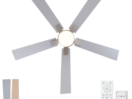 Low Profile Flush Mount Intergrated LED Ceiling Fan With Light And Reversible Quiet Motor