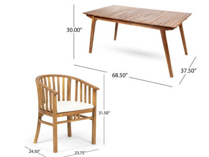 Outdoor 6 Seater Dining Set With Cushins - Cream