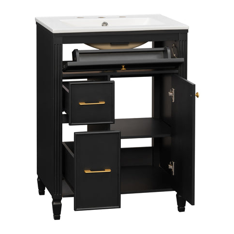Freestanding Bathroom Vanity With Sink, Soft Close Door, Tip Out Drawer