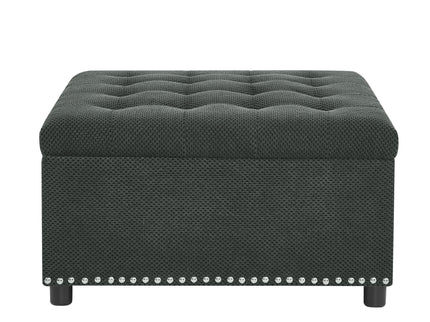 Square Tufted Storage Ottoman With Nailhead Trim