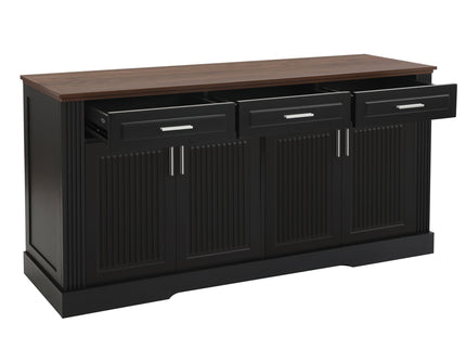Fluted Sideboard Buffet Cabinet With 4 Doors And 3 Drawers