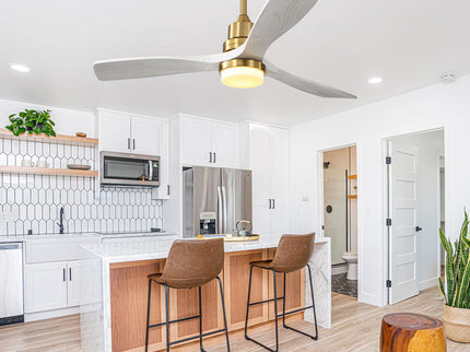 52" Ceiling Fan With Dimmable LED Light, 3 Blades, DC Motor, Remote Control - Gold