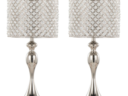Ashland - Contemporary Table Lamp Square Clear Crystal (Set of 2) - Polished Nickel