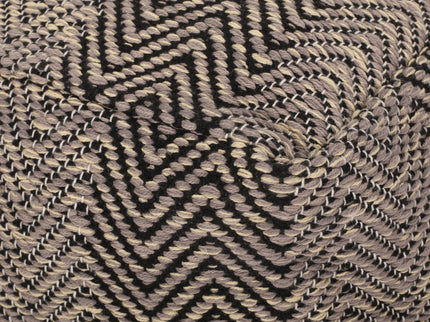 Barracuda - Handcrafted Cotton Pouf With Chevron Pattern - Brown / Beige