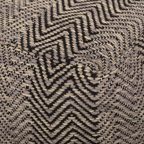 Barracuda - Handcrafted Cotton Pouf With Chevron Pattern - Brown / Beige
