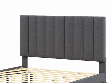Upholstered Platform Bed With Twin Size Trundle And 3 Drawers