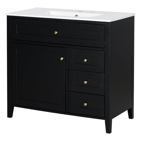 Bathroom Vanity With Sink, Cabinet With 3 Drawers And Adjustable Shelf