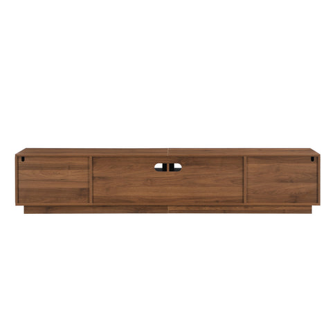 TV Stand With 2 Drawers, Doors & Cable Management, Soft Closing Hinges - Walnut