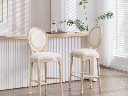 French Country Bar Chairs & Round Back (Set of 2)