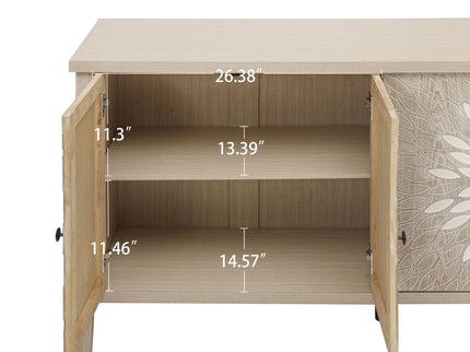 Modern Storage Cabinet With 4 Doors & Adjustable Shelves